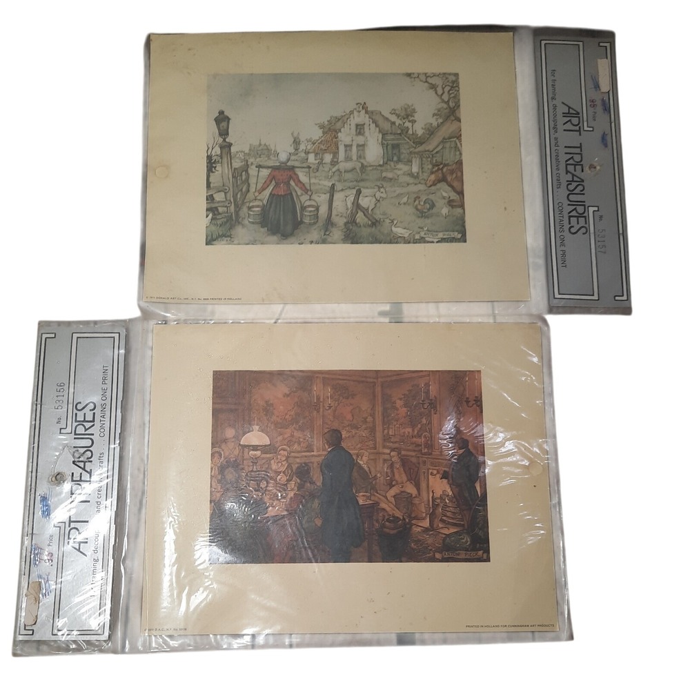 VTG 70s Art Treasures Cunningham Donald Farm Scene‎ & Dinner Prints 9x7 NOS USA